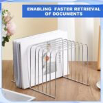 6 Pcs Desktop Organizer Wire Desk File Organizer Vertical Metal Stand up File Stand for Office Home, 11 Sections (Silver) - Image 8