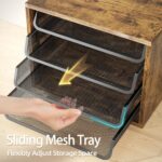 Simple Trending Desk File Organizers, 4-Tier Letter Tray Paper Organizer with File Holder, Wooden Paper Sorter for Office Supplies, Rustic Brown - Image 5