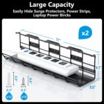 2 Pack DELAMU Under Desk Cable Management Tray, Metal Cord Cable Organizer for Desk, Easy Install Pre-drilled Wire Management Wire Organizer for Office & Home - Image 3