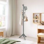 Tangkula Wooden Tree Coat Rack Freestanding, Entryway Coat Stand with 8 Hooks, Height Adjustable Coat Tree, Coat Hanger Stand for Home Office Hall Entryway - Image 5