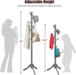 Tangkula Wooden Tree Coat Rack Freestanding, Entryway Coat Stand with 8 Hooks, Height Adjustable Coat Tree, Coat Hanger Stand for Home Office Hall Entryway - Image 6
