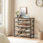 HOOBRO Shoe Rack, 5 Tier Shoe Organizer for Front Door Entrance, Shoe Shelf with Adjustable Tilt Angle, Holds 16-20 Pairs, for Entryway, Garage, Closet, Rustic Brown and Black BF08XJ01 - Image 3