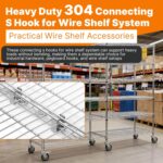32 Pack Connecting S Hook for Wire Shelf System,Wire Shelf S Hooks - Heavy Duty 304 Stainless Steel - for Warehouses Shopping Malls Garden Places - Image 7
