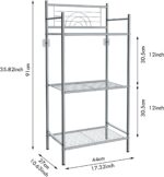 LEEDA 3-Tier Metal Shelving Unit, Sturdy Bathroom Storage Shelf & Free Standing Towel Rack with Adjustable Feet, Open Floor Shelves for Small Space in Bathroom, Kitchen, Office, Silver-Gray - Image 3