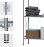 LEEDA 3-Tier Metal Shelving Unit, Sturdy Bathroom Storage Shelf & Free Standing Towel Rack with Adjustable Feet, Open Floor Shelves for Small Space in Bathroom, Kitchen, Office, Silver-Gray - Image 5