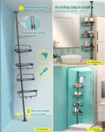ADOVEL 4 Layer Corner Shower Caddy, Stainless Steel ​Constant Tension Pole Shower Organizer, Adjustable Corner Shower Shelf, Rustproof 3.3 to 9.8 ft - Image 5