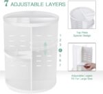 360 Rotating Makeup Organizer,DIY Adjustable Spinning Holder,Foldable Cosmetic Storage Display box,Large Capacity Make up Caddy Shelf,Fits Countertop Vanity and Bathroom (WHITE) - Image 3