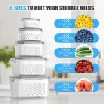 10Pack Fruit Storage Containers for Fridge - Berry Containers with Vent and Handle Lids, Fruit Containers for Fridge with Colander, lettuce keeper for Refrigerator Organizers and Storage - Image 3