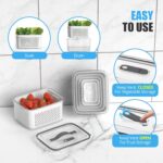 10Pack Fruit Storage Containers for Fridge - Berry Containers with Vent and Handle Lids, Fruit Containers for Fridge with Colander, lettuce keeper for Refrigerator Organizers and Storage - Image 4