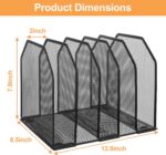 2 Pcs Vertical File Organizer for Desk - Metal Mesh Holder with 5 Compartments, File Folder Rack & Document Storage Stand - 9.3" x 8.5" x 7.9" - Image 3