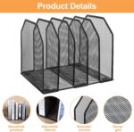 2 Pcs Vertical File Organizer for Desk - Metal Mesh Holder with 5 Compartments, File Folder Rack & Document Storage Stand - 9.3" x 8.5" x 7.9" - Image 4
