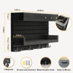 Key Holder for Wall - Stylish Wall Shelf with Hooks, 4 Rustic Key Hooks for Wooden Mail Organizer with Shelf, Perfect Entryway Storage for Keys, Letters & Small Items - Image 4