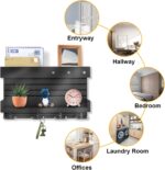 Key Holder for Wall - Stylish Wall Shelf with Hooks, 4 Rustic Key Hooks for Wooden Mail Organizer with Shelf, Perfect Entryway Storage for Keys, Letters & Small Items - Image 5