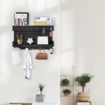 Key Holder for Wall - Stylish Wall Shelf with Hooks, 4 Rustic Key Hooks for Wooden Mail Organizer with Shelf, Perfect Entryway Storage for Keys, Letters & Small Items - Image 6