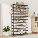 11 Tiers Tall Wide Shoe Rack 55 Pairs Large Capacity Sturdy Durable Shoe Rack for Closet Metal Shoe Organizer Shelf with Two Hooks Space Saving for Entryway Black - Image 3