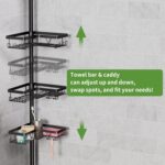 Taozun Shower Caddy Organizer Tension Pole, Rustproof 2 Towel Bars and 4 Adjustable Shelves, 25-114.2 Inch No-Drill Quick Installation, Extra Soap Dish for Bathroom Storage Black - Image 3