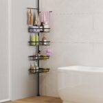 Taozun Shower Caddy Organizer Tension Pole, Rustproof 2 Towel Bars and 4 Adjustable Shelves, 25-114.2 Inch No-Drill Quick Installation, Extra Soap Dish for Bathroom Storage Black - Image 6