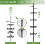 Taozun Shower Caddy Organizer Tension Pole, Rustproof 2 Towel Bars and 4 Adjustable Shelves, 25-114.2 Inch No-Drill Quick Installation, Extra Soap Dish for Bathroom Storage Black - Image 8