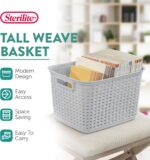 Sterilite 6-Pack Tall Weave Basket, Woven Plastic Storage Baskets for Organization, Cement Gray - Organizing Bin Containers with Handles for Bedroom, Bathroom, Dorm, Laundry Room, and Closet - Image 4