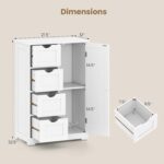 Giantex Storage Cabinet with 4 Drawers, Bathroom Storage Organizer with Cupboard, Adjustable Shelf, Anti-Toppling Device, Floor Cabinet, Entryway Storage Unit Console Table, White - Image 4