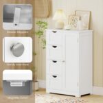 Giantex Storage Cabinet with 4 Drawers, Bathroom Storage Organizer with Cupboard, Adjustable Shelf, Anti-Toppling Device, Floor Cabinet, Entryway Storage Unit Console Table, White - Image 6