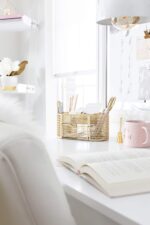 BLU MONACO | Gold Desk Organizer Set with Drawer | Metal Mesh Desk Accessories for Women | Stylish Desktop Organizer for Office Storage, Supplies & Small Stationery - Image 5