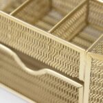 BLU MONACO | Gold Desk Organizer Set with Drawer | Metal Mesh Desk Accessories for Women | Stylish Desktop Organizer for Office Storage, Supplies & Small Stationery - Image 6