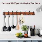 Rustic 32.2" Large Coat Rack Wall Mount, Long Wood Coat Hooks Wall Mount with 8 Triple Hooks, Heavy Duty Wooden for Entryway, Farmhouse Hanging Jackets, Coats, Hats, Bags,Towel - Image 6