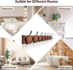 Rustic 32.2" Large Coat Rack Wall Mount, Long Wood Coat Hooks Wall Mount with 8 Triple Hooks, Heavy Duty Wooden for Entryway, Farmhouse Hanging Jackets, Coats, Hats, Bags,Towel - Image 7