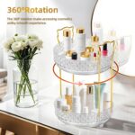 360 Rotating Makeup Organizer for Vanity, 2Tier Adjustable Perfume Organizer for Dresser, Multi-Function Spinning Cosmetics Skincare Storage for Bedroom, Dresser, Countertop, Clear - Image 3