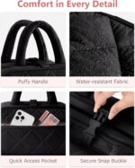 Travel Toiletry Bag for Women with Hanging Hook, Puffy Makeup Organizer with Brushes Slots for Bathroom, Shower and Beauty Essentials, Black - Image 4