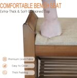 39Inch Bench with Storage, Bamboo Entryway Bench with Drawer & Magazine Rack, Upholstered Cushioned Seat, Shoe Bench for Entryway, Living Room, Bedroom End of Bed (Natural Bamboo) - Image 5