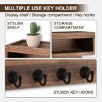 Key and Mail Holder Wall Mount, Key Hanger with Long Storage Box and 6 Hooks for Coat, Dog Leash, Home Decor Rack, House Accessories, Entry Way Organizer (Brown) - Image 4