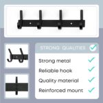Matte Black Coat Rack Wall Mount – 12 Inch Stainless Steel Hook Rail with 4 Double Coat Hooks – Wall Mounted Entryway Organizer for Coats, Hats, Bags, Towels, Robes, Closet or Bathroom - Image 4