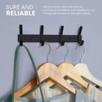 Matte Black Coat Rack Wall Mount – 12 Inch Stainless Steel Hook Rail with 4 Double Coat Hooks – Wall Mounted Entryway Organizer for Coats, Hats, Bags, Towels, Robes, Closet or Bathroom - Image 5