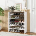 Tangkula 6-Tier Stackble Shoe Rack for Closet, Space Saving Wooden Corner Shoe Storage Shelf for 18 Pairs, 3-in-1 Adjustable White Shoe Organizer for Front Door Entryway - Image 6