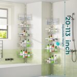 Dicasser Corner Shower Caddy - Tension Pole Rod Organizer, Floor to Ceiling 20-113 inch, Adjustable Towel Rack Waterproof Rustproof, Stainless Steel - Image 4