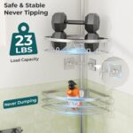 Dicasser Corner Shower Caddy - Tension Pole Rod Organizer, Floor to Ceiling 20-113 inch, Adjustable Towel Rack Waterproof Rustproof, Stainless Steel - Image 7