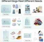 8 Set Travel Packing Organizers- Luggage Organizer for Suitcase Organization with Hanging Toiletry, Shoe & Laundry Bags, Packing Cubes for Travel Essentials, Cute Gifts for Women, Lake Blue - Image 5