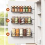 5 Pack Spice Rack Seasoning Organizer Wall Mount, Screw or Adhesive Hanging Shelf Basket Spice Organizer Shelf for Kitchen, Black - Image 3