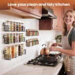 5 Pack Spice Rack Seasoning Organizer Wall Mount, Screw or Adhesive Hanging Shelf Basket Spice Organizer Shelf for Kitchen, Black - Image 6