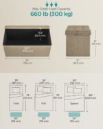 SONGMICS Mazie Collection - 30 Inches Storage Ottoman, Foldable Storage Bench with Flipping Lid, 660 lb Load Capacity, for Entryway, Living Room, Bedroom, Camel Brown ULSF046K01 - Image 4