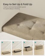 SONGMICS Mazie Collection - 30 Inches Storage Ottoman, Foldable Storage Bench with Flipping Lid, 660 lb Load Capacity, for Entryway, Living Room, Bedroom, Camel Brown ULSF046K01 - Image 7