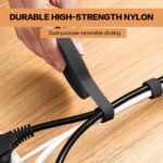 6.5Ft x 2 Roll Adjustable Cable Ties: Reusable Hook and Loop Fastening Cable Ties for Cable Organizing, Wire Management and Wire Organizer, Black - Image 5