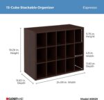 ClosetMaid 15 Cube Stackable Storage Organizer for Shoes, Bags, Crafts, Hobbies with Wood Shelves, for Closet, Entryway or Mudroom, Espresso - Image 4