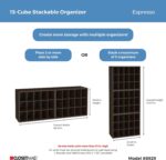 ClosetMaid 15 Cube Stackable Storage Organizer for Shoes, Bags, Crafts, Hobbies with Wood Shelves, for Closet, Entryway or Mudroom, Espresso - Image 5