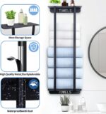 Bathroom Towel Storage Rack,30 Inch Towel Racks for Bathroom Wall Mounted with Shelf Can Holds 8 Large Towels, Metal Wall Towel Rack for Rolled Towels,Folded Towels (Black) - Image 4
