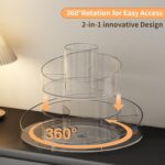 360° Rotating Makeup Organizer - Cosmetic Skincare Organizers wish Brush Holder, Large Capacity Cosmetic Display Case for Vanity, Bathroom Countertop (Clear) - Image 3