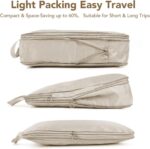 Compression Travel Cubes Set 4,Space-Saving & Stylish Minimalist Design Lightweight,Traval organizer bags for luggage,Packing Cubes for Travel(Beige) - Image 3