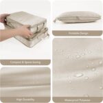 Compression Travel Cubes Set 4,Space-Saving & Stylish Minimalist Design Lightweight,Traval organizer bags for luggage,Packing Cubes for Travel(Beige) - Image 6